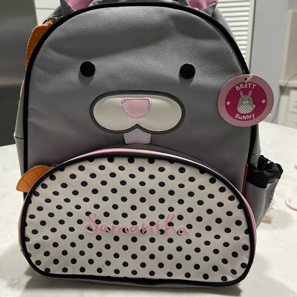 Gray and Pink Bunny Backpack